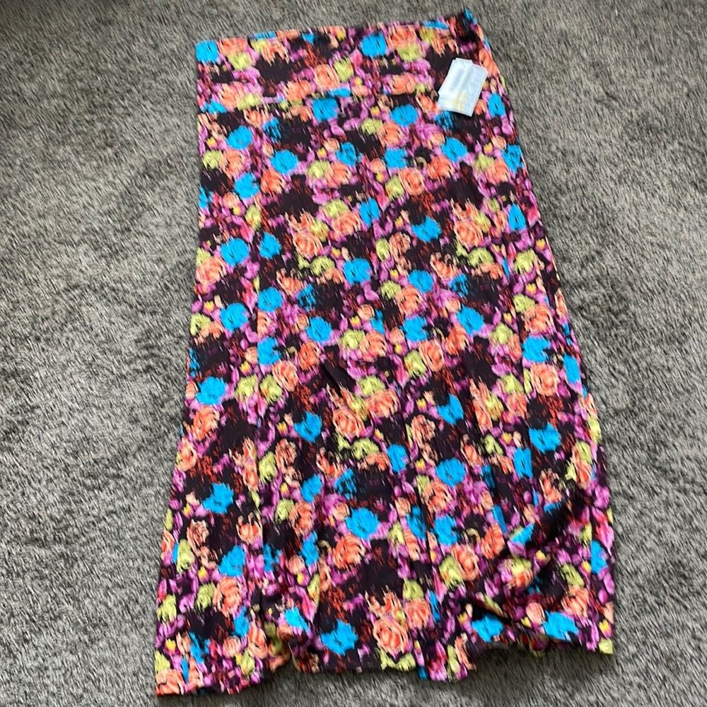 LuLaRoe Maxi Skirt in Black with Blue, Pink, Orange, Yellow Floral Print